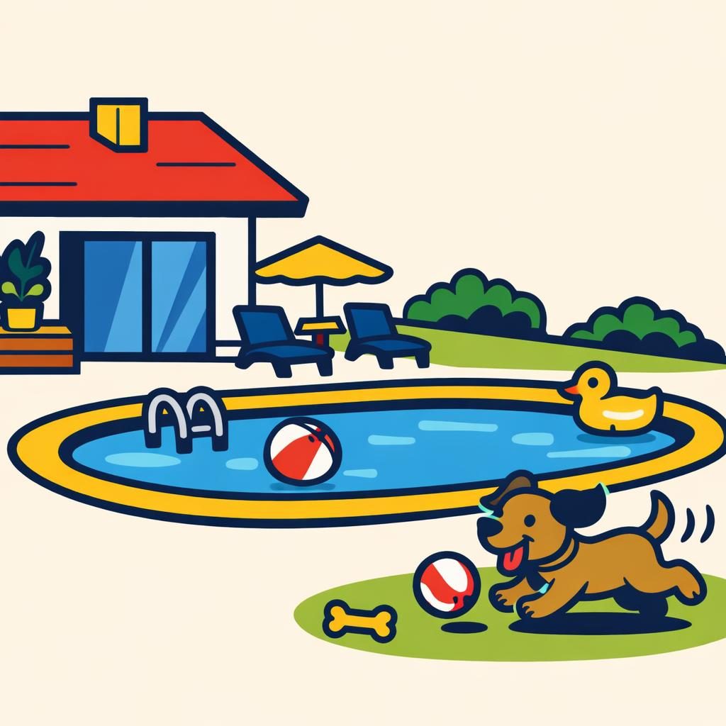 home with new pool and dog